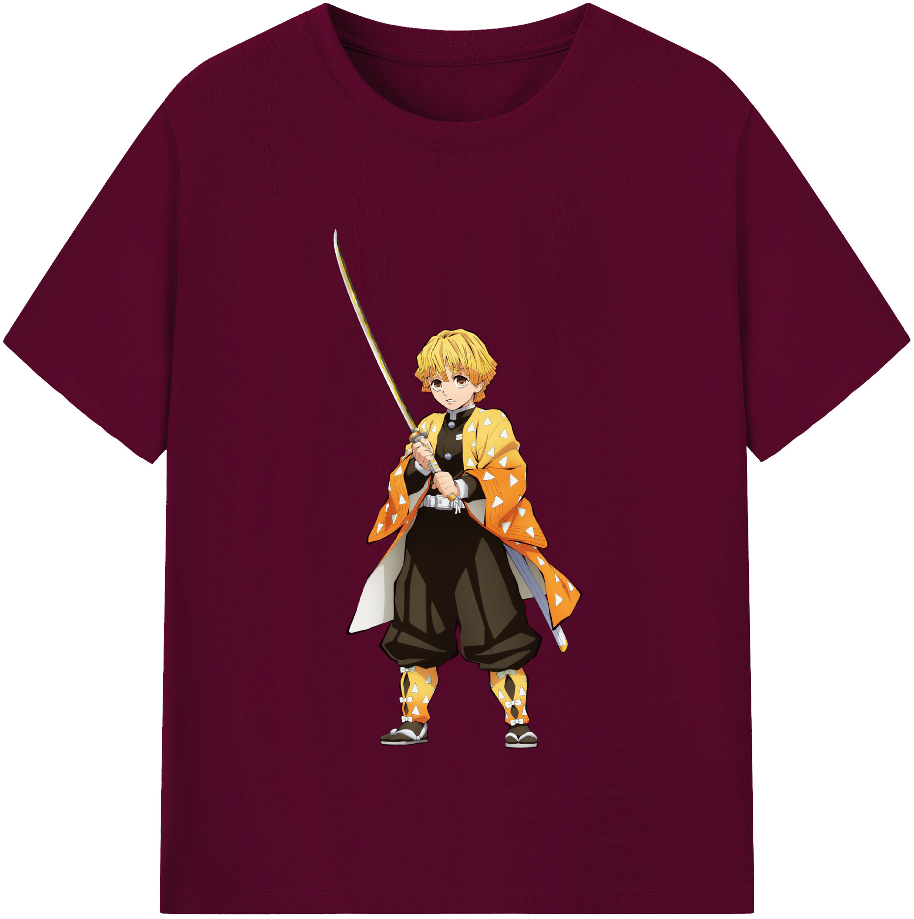 （画像用） 鬼滅の刃（きめつのやいば）我妻 善逸／あがつま ぜんいつ Agatsuma Zenitsu レディースカジュアルプリントTシャツ（綿100％）